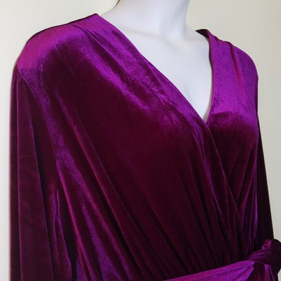 Lauren Ralph Lauren Velvet Wrap Blouse Top Surplice Tie Waist 3X Black Label Lux - Picture 9 of 15